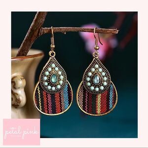 Boho Ethnic Fabric and Resin Drop Earrings BUNDLE PLEASE!!